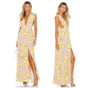Majorelle Sweet Pea Dress Wrap Maxi Tan Lemon